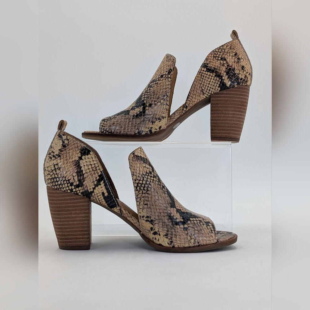 Lucky Brand LK-Junai Women's Size 7M Genuine Leather Snakeskin Peep Toe Heels - Picture 9 of 17